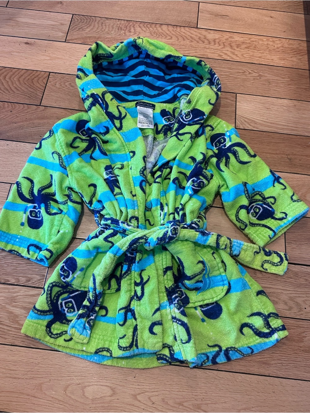 Nautica Kids Hooded Terry Robe with Octopus Print